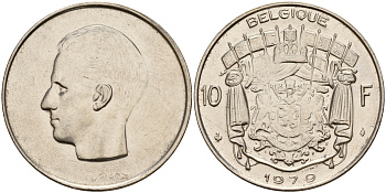 Бельгия 10 франков 1979 Belgique, Бодуэн I (1951-1993) KM 155.1 никель 4187-514
