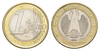 Германия 1 евро 2005 J KM 213 биметалл 4629-423