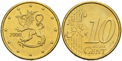 Финляндия 10 евроцентов 2000 KM 101 нордик UNC M57-04