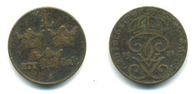 ШВЕЦИЯ 1 ЭРЕ 1935 KM 777.2 бронза 04-931