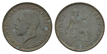 Великобритания 1/2 пенни 1931 Георг V (1910-1936) KM 837, Spink 4058 бронза 4675-412