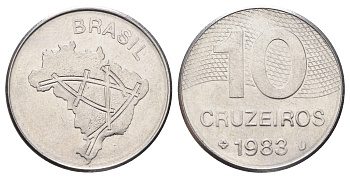 Бразилия 10 крузейро 1983 KM 592.1 нержавеющая сталь UNC 4646-952