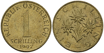 Австрия 1 шиллинг 1997 KM 2886 алюминиевая бронза 4167-1213