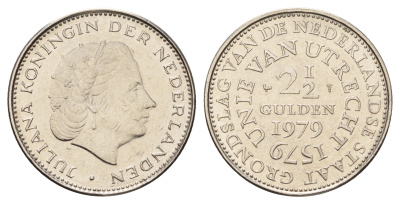 Нидерланды 2 1/2 гульдена 1979 400 лет Утрехтскому союзу, Юлиана (1949-1980) KM 197 никель 4683-816