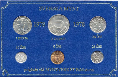 ШВЕЦИЯ НАБОР ИЗ 6 МОНЕТ 1978 04-062-231