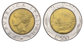 Италия 500 лир 1992 KM 111 биметалл 4631-1127