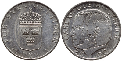 Швеция 1 крона 2000 Карл XVI Густав (1973- ) KM 852а медно-никель 4364-2246