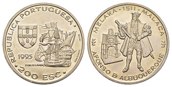 Португалия 200 эскудо 1995 480 лет со дня смерти Афонсу де Албукерки KM 681 медно-никель UNC 1101-3-34