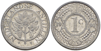 Нидерландские Антилы 1 цент 1990 Беатрикс (1980-2013) KM 32 алюминий 66-954