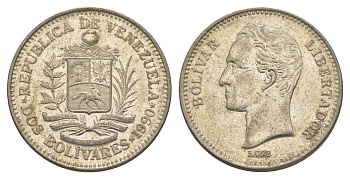 Венесуэла 2 боливара 1990 Симон Боливар Y 43a сталь плакированная никелем 4583-435