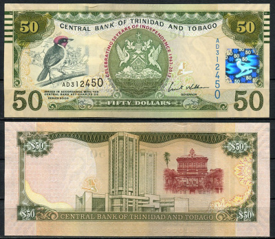 Тринидад и Тобаго 50 долларов 2012 50 лет независимости Pick 53 бумага UNC (пресс) 00-00