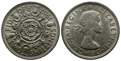 Великобритания 2 шиллинга (флорин) 1967 Елизавета II (1952-2022) KM 906, Spink 4146 медно-никель 4382-812