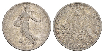 Франция 2 франка 1898 KM 845 серебро 4656-216