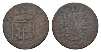 Нидерланды, Голландская Республика, Гелдерланд 1 дуит 1756 KM 88 медь 4651-1067