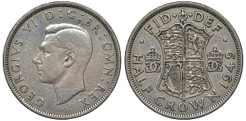 Великобритания 1/2 кроны 1949 Георг VI (1936-1952) KM 879, Spink 4106 медно-никель 4131-621