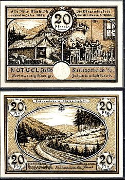 Штютцербах (Тюрингия) 20 пфеннигов 1921 Mehl Grabowski 1287.3-2/4 бумага UNC (пресс) 7555-54-3-2