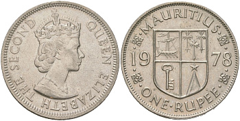 Маврикий 1 рупия 1978 KM 35 медно-никель aUNC 4389-426