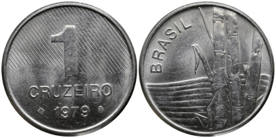 Бразилия 1 крузейро 1979 сахарный тростник KM 590 нержавеющая сталь 4549-339