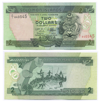 Соломоновы острова 2 доллара 1997 рыбаки Pick 18 бумага UNC (пресс) 8588-83-2-2