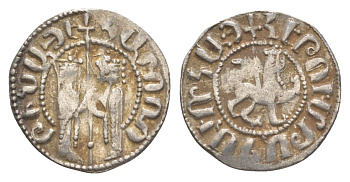 Киликийская Армения трам 1226-1271 Хетум I и царица Забель, держат крест/лев с патриаршим крестом  серебро    1516-523