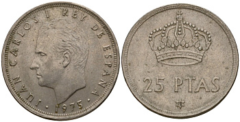 Испания 25 песет 1975 (79) Хуан Карлос I (1975-2014) KM 808 медно-никель 106-1152