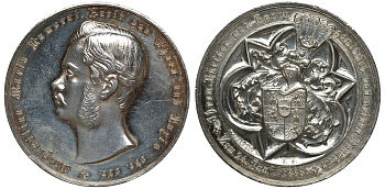 Австрия, Турн-и-Таксис медаль 1883 на 21 день рождения Максимилиана Марии, 42,5 мм, 35,6 гр серебро 00-1067-6-33