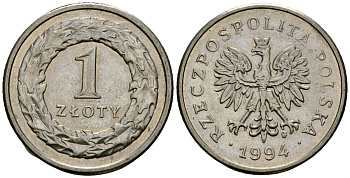Польша 1 злотый 1994 Y 282 медно-никель 4167-615