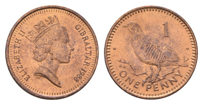 Гибралтар 1 пенни 1988 KM 20 бронза UNC 4668-462