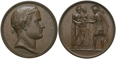 Набор бронзовых французских медалей и медальонов 1810 года. Оригинальный комплект. 0-0-02