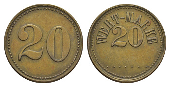 Германия игровой жетон в 20 пфеннигов ND без отметки латунь 4638-155
