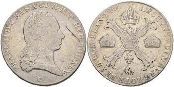 Австрийские Нидерланды 1 кроненталер 1796 C (Прага), Франц II (1792-1835) KM 62 серебро 00-1067-7-31