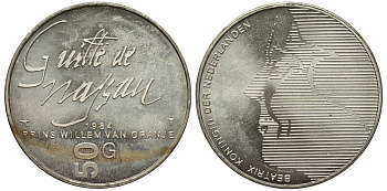 Нидерланды 50 гульденов 1984 400 лет со дня смерти Вильгельма I Оранского KM 208 серебро UNC 443-331