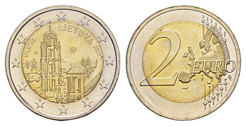 Литва 2 евро 2017 Вильнюс KM 228 биметалл UNC 4642-516