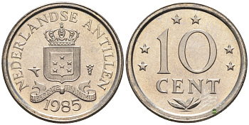 Нидерландские Антилы 10 центов 1985 Беатрикс (1980-2013) KM 10 никель 4169-353