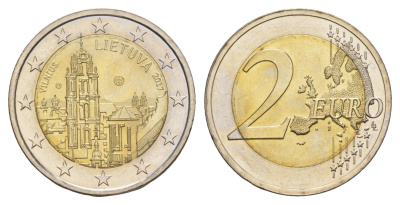 Литва 2 евро 2017 Вильнюс KM 228 биметалл UNC 4642-516