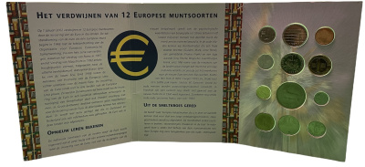 Нидерланды набор из 12 монет доевровые монеты, стран первыми вступивших в Еврозону, буклет 7-6-1-25