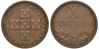 Португалия 10 сентаво 1967 KM 583 бронза 4596-349
