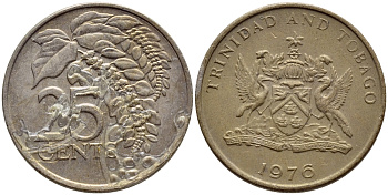 Тринидад и Тобаго 25 центов 1976 цветок дикая пуансеттия KM 28 медно-никель 4396-717