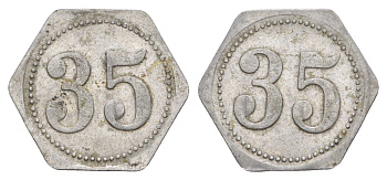 Германия жетон в 35 пфеннигов для приобретения "стакана пива" ND размер 21,5x21,5 мм, вес 0,97 гр алюминий 4638-856
