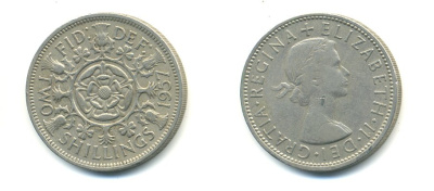 Великобритания 2 шиллинга (флорин) 1957 Елизавета II (1952-2022) KM 906, Spink 4146 медно-никель 59-834