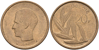 Бельгия 20 франков 1981 Belgie, Бодуэн I (1951-1993) KM 160 никель бронза 4126-233