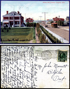 Канада post card - открытка 1912 вдоль 12-го авеню, Калгари, Альберта, с маркой в 1 цент 2193-63