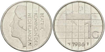 Нидерланды 1 гульден 1986 Беатрикс (1980-2013) KM 205 никель 4579-421