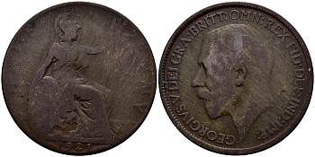 Великобритания 1/2 пенни 1921 Георг V (1910-1936) KM 809, Spink 4056 бронза 51-847