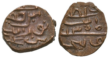 Мальдивы 1/4 ларина 1883 AH 1300 KM 37 бронза 1515-523