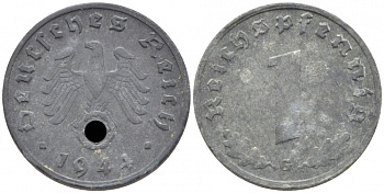 Германия 1 рейхспфенниг 1944 G KM 97, J. 369 цинк 112-541