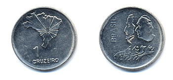 Бразилия 1 крузейро 1972 150 лет независимости KM 582 никель aUNC 76-851