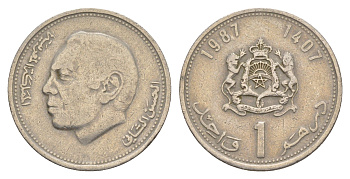 Марокко 1 дирхам 1987 Хасан II Y 88 медно-никель 4633-217