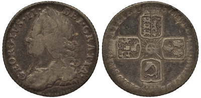 Великобритания 6 пенсов 1757 Георг II (1727-1760) KM 582.2, Spink 3711 серебро 1524-331