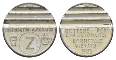 Италия жетон для выдачи напитков (Distribuzione Automatica) - кофе диаметр 25 мм, вес 4,4 гр никель 4670-614
